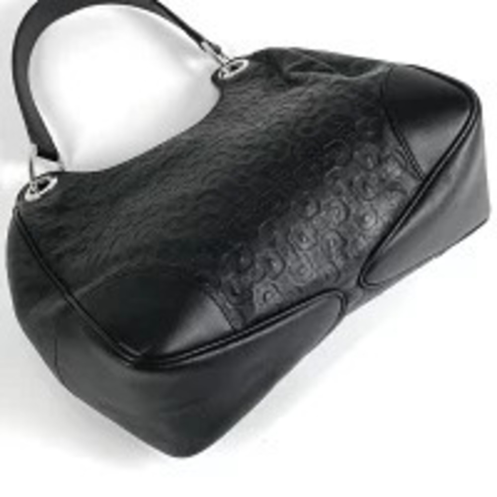 Gucci Hobo Shoulder Bag Horsebit Black Leather Black